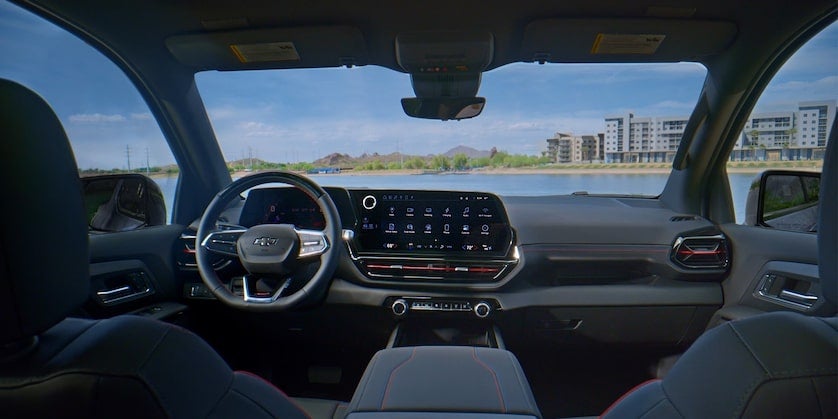 The Roomy Silverado EV Front Row Interior and Dashboard Display