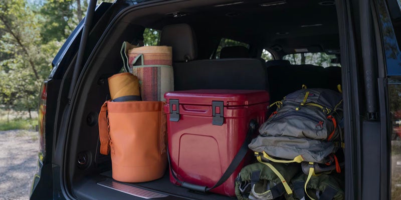 View of the Trunk Full of Camping Gear in the 2025 Chevrolet Tahoe SUV