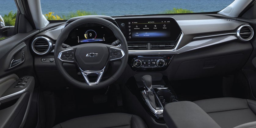 Front Dashboard and Steering Wheel Display Inside the Chevy 2025 Trax