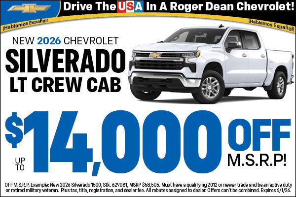 New 2026 Chevrolet Silverado LT Crew Cab $14000 Off MSRP!