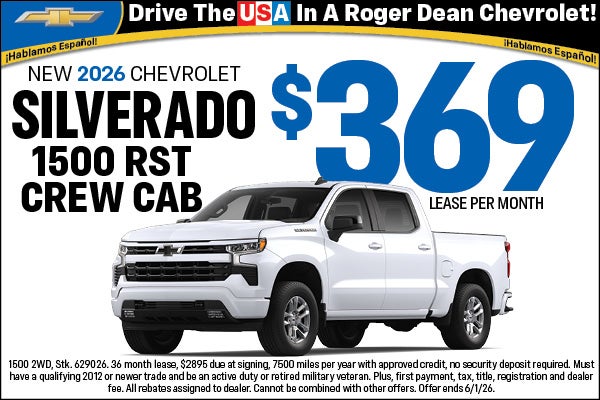 Silverado 1500 RST Crew Cab $369 Lease per month