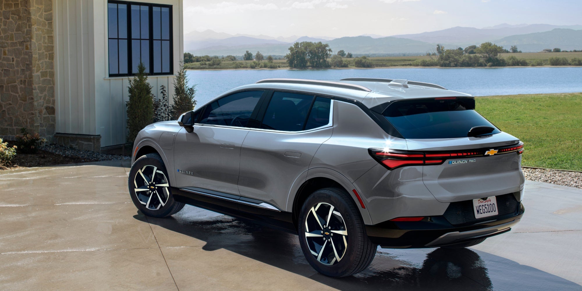 View of the 2024 Chevy Equinox EV Parked in Front of a House