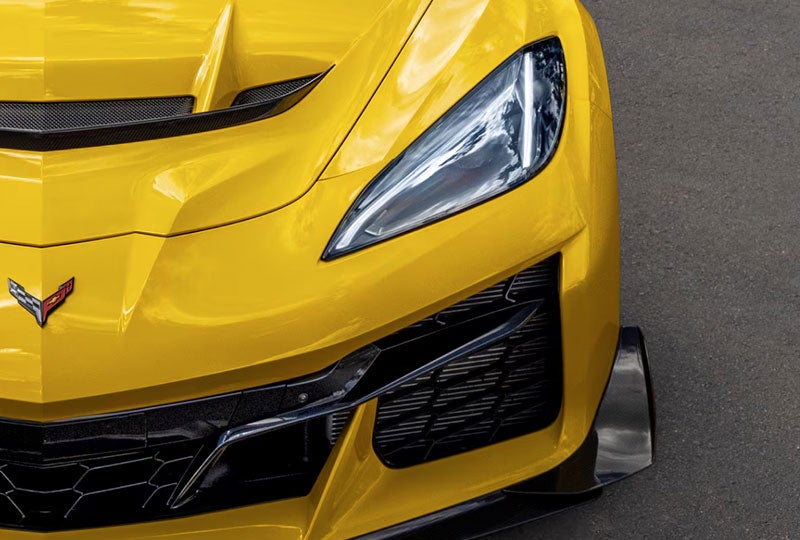 Front View of a Yellow Chevy Corvette ZR1